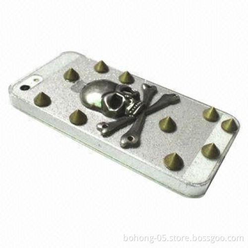 Case for iPhone 5, Made of PC, Flash Powder Paste Transparent Solid Drill (Skull)